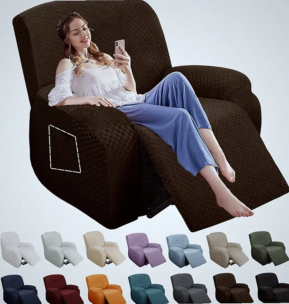 4 Pieces Stretch Recliner Slipcover Latest Jacquard Recliner Chair Cover with Si