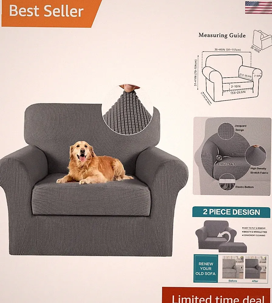 Chair Slipcovers for Living Room Armchair Couch Covers Water Resistant Durabl...