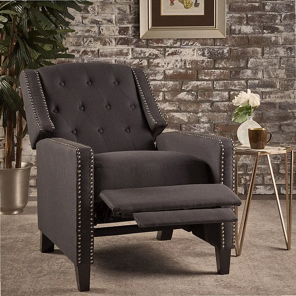 Contemporary Fabric Tufted Recliner with Studs