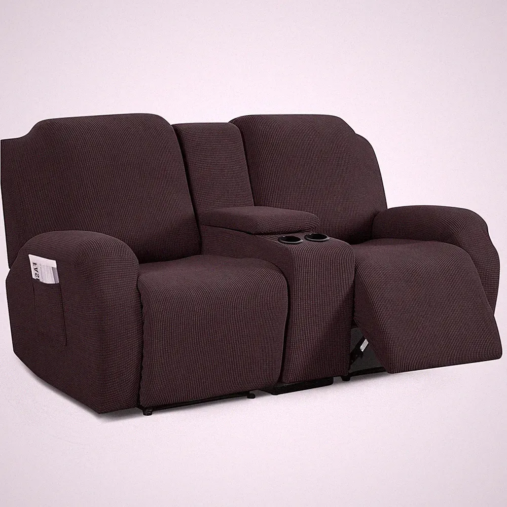 Loveseat Recliner Cover with Middle Console, Stretch Loveseat Cover for 2 Sea...
