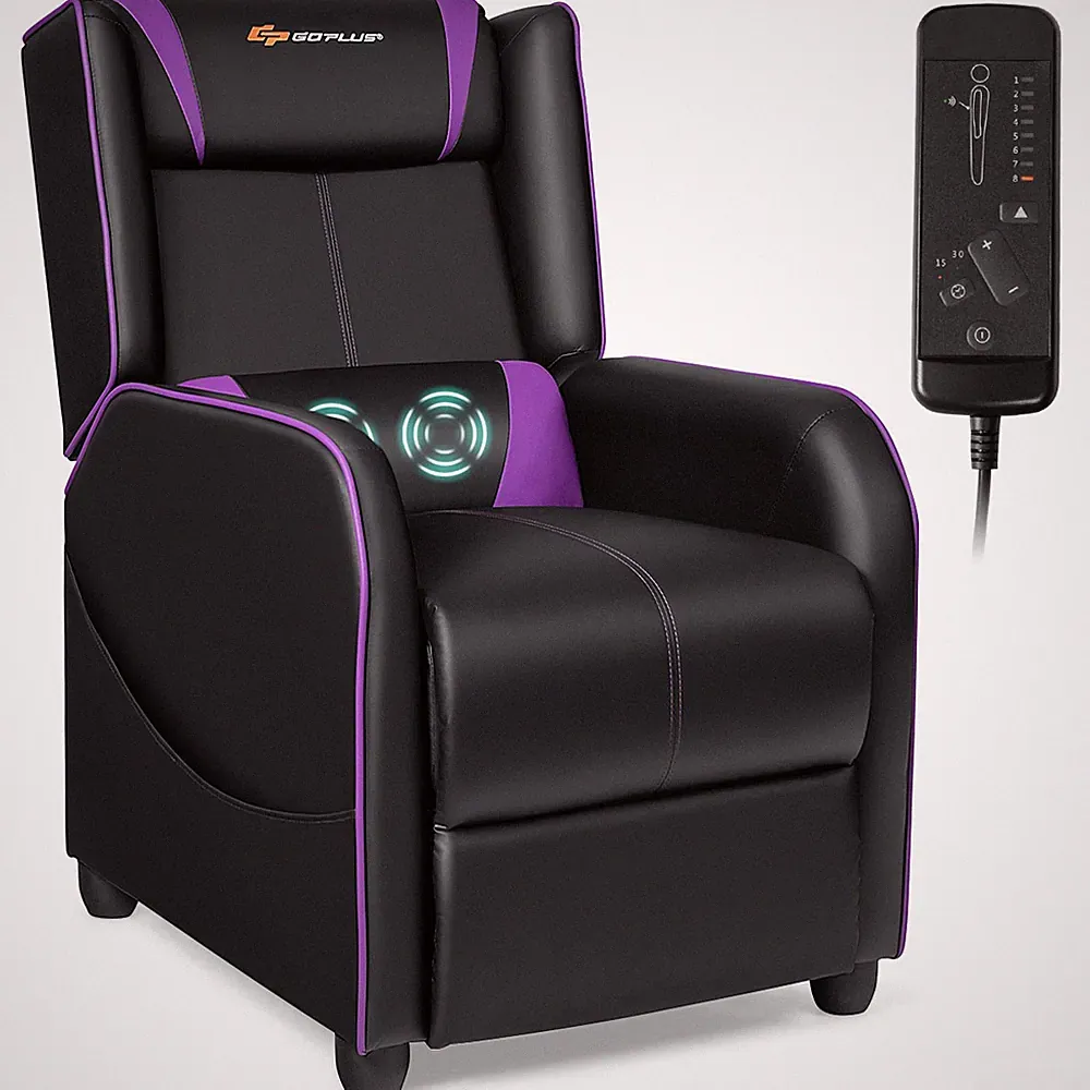 Massage Gaming Recliner Chair Single Living Room Sofa Home Theater Seat Purple