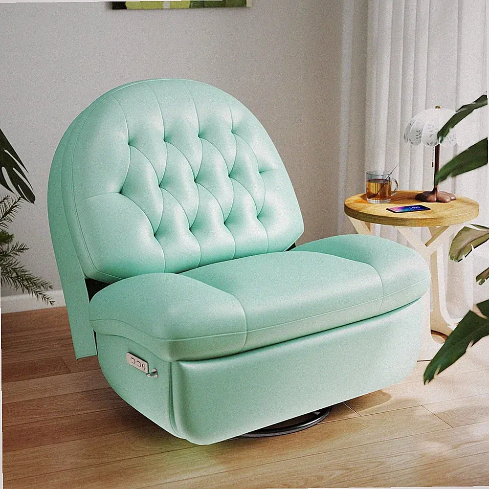 Mint Green Power Recliner Chair - 270° Swivel with USB & Phone Holder