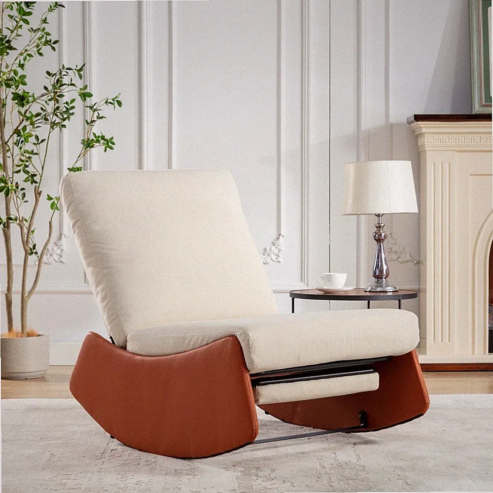 Modern Rocking Chair Recliner Upholstered Lounge Chair Living Room Bedroom