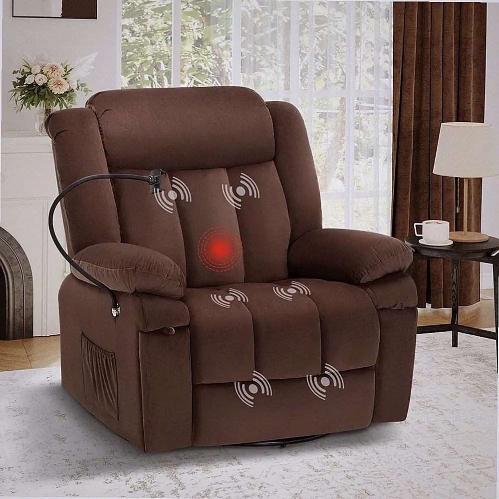 Swivel Rocking Recliner, Glider Sofa Chair with with Stand，Massage Function,H...