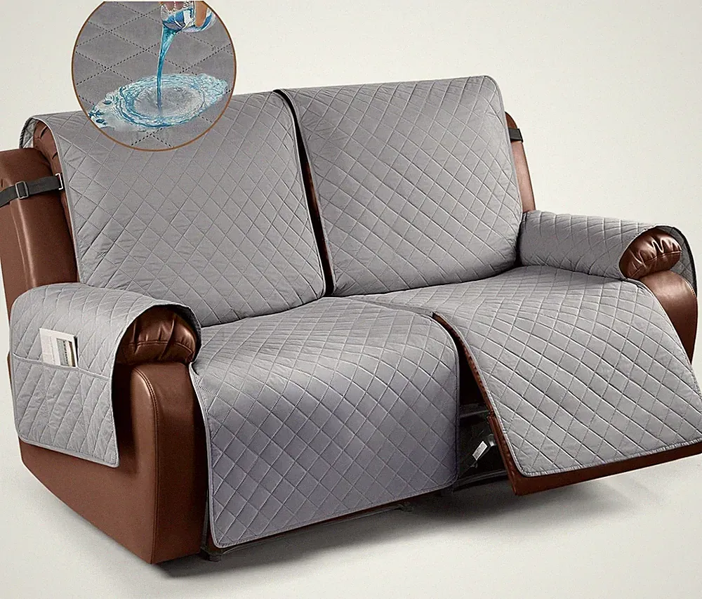 Waterproof Oversized Loveseat Recliner Cover for Pets & Kids - Light Gray